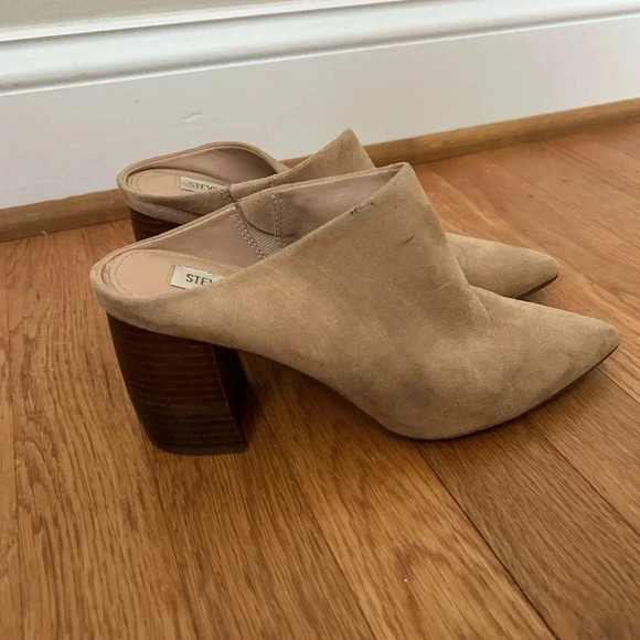 Steve Madden Tan Beige Suede Heel Point Toe Mule Women’s Size 7.5 - Picture 3 of 8